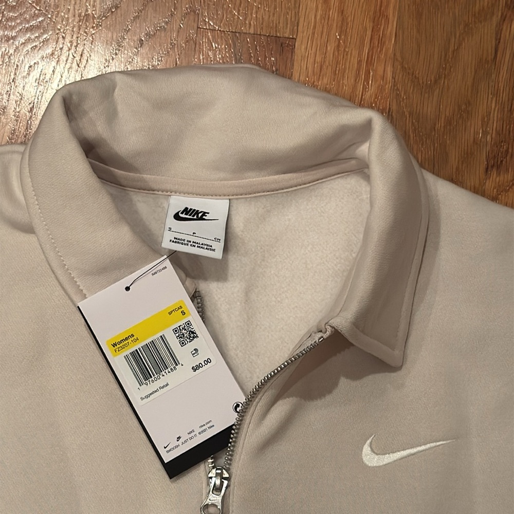 Nike Beige Sweatshirt with Zip Collar - Picture 6 of 7